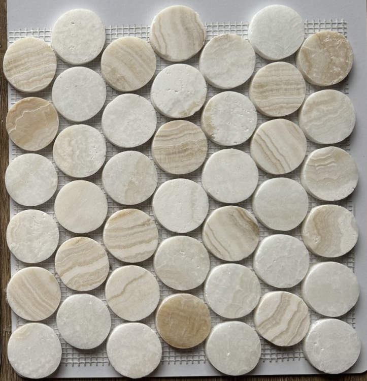 Penny Marble Large Onyx Ivory Honed 2 x 2 11.75 x 12